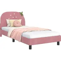 vidaXL Sommier de lit d'enfant avec tête de lit rose 90 x 200 cm velours