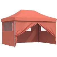 vidaXL Tente de réception pliante Pop-Up avec 4 panneaux latéraux rouge terracotta