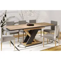 Endo -Möbel Table de salle à manger Next 140cm - 220cm extensible Wotan chêne Table de cuisine avec noir