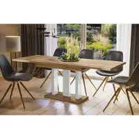 Endo -Moebel Table de salle à manger "Appia White" 130cm - 210cm extensible Table à colonne Table de cuisine (chêne Wotan)