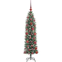 vidaXL Arbre de Noël artificiel élancé vert et blanc 120 cm