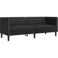 vidaXL Canapé Chesterfield 3 places noir similicuir