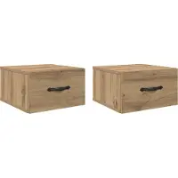 vidaXL Cabinet de chevet 2 pcs chêne artisanal 35 x 35 x 20 cm