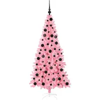 vidaXL Sapin de Noël avec 300 LED avec support Rose 180 cm PVC