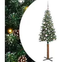vidaXL Sapin de Noël mince Vert 150 cm PVC et bois de pin massif