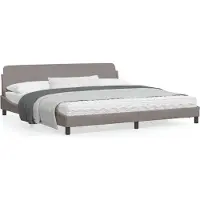 DKD Home Decor Cadre de lit avec tête de lit taupe 200x200 cm Tissu