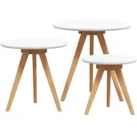 vidaXL Table basse, lot de 3, marron, bois massif de noyer