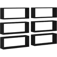 vidaXL Étagères murales avec étagère 6 pcs Chêne noir 60 x 15 x 23 cm