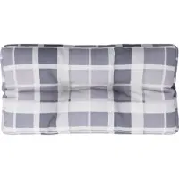 vidaXL Coussin de palette motif à carreaux gris 80x40x12 cm tissu