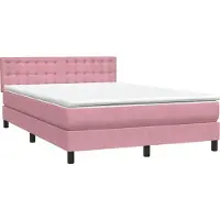 vidaXL Lit boxspring avec matelas rose 160x210 cm velours