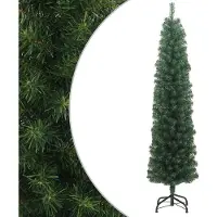 vidaXL Sapin de Noël artificiel mince avec support vert 180 cm PVC