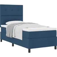 vidaXL Lit boxspring avec coussins et tête de lit, bleu, 100 x 200 cm, tissu