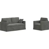 vidaXL Canapé 2 pcs Gris foncé