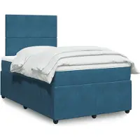 vidaXL Lit boxspring avec matelas bleu foncé 120x190 cm velours