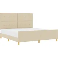 vidaXL Cadre de lit avec tête de lit Crème 180 x 200 cm Tissu