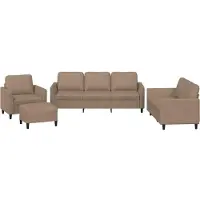 vidaXL Ensemble de canapés 4 pièces avec coussins Cappuccino-Brun Similicuir