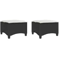 vidaXL Tabourets jardin coussins 2 pcs noir 55x55x36 cm résine tressée