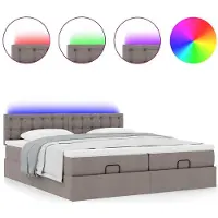 vidaXL Ottoman-lit avec matelas & LED Taupe 180x200 cm Tissu