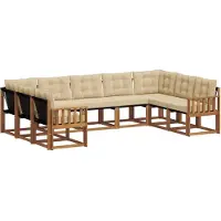 vidaXL Ensemble de salon de jardin 9 pièces, couleurs naturelles et beige