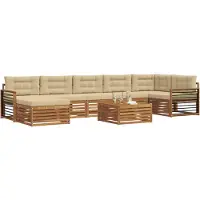 vidaXL Ensemble de canapés d'extérieur avec coussins 8 pièces Nature et Beige
