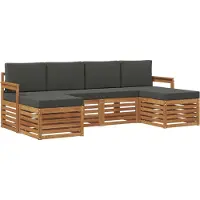 vidaXL Ensemble de canapés 6 pièces Naturel et Anthracite Bois massif d'acacia
