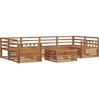 vidaXL Ensemble de salon de jardin 7 pièces en bois d'acacia massif, finition naturelle