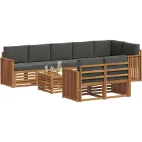 vidaXL Ensemble de canapés 9 pièces Naturel et Anthracite Bois massif d'acacia