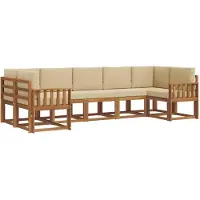 vidaXL Ensemble de canapés d'extérieur avec coussins 7 pièces Nature et Beige