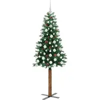 vidaXL Sapin de Noël mince Vert 180 cm PVC et bois de pin massif