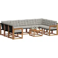 vidaXL Ensemble de canapés d'extérieur avec coussins 10 pièces Naturel et gris clair