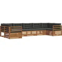 vidaXL Ensemble de canapés d'extérieur avec coussins 7 pièces Nature et Anthracite