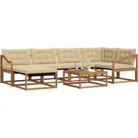 vidaXL Ensemble de canapés d'extérieur 19 pièces Naturel et beige Bois massif d'acacia