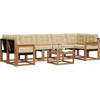vidaXL Ensemble de canapés d'extérieur avec coussins 8 pièces Nature et Beige