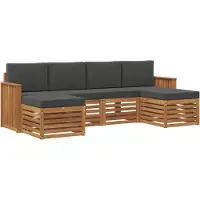 vidaXL Ensemble de canapés 6 pièces Naturel et Anthracite Bois massif d'acacia