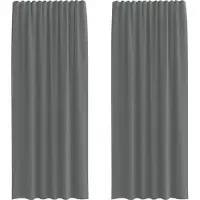vidaXL Voile Rideaux avec poches pour tringles 2 pcs. Gris foncé