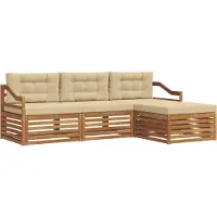 vidaXL Ensemble de salon de jardin, 4 pièces, couleurs naturelles et beige