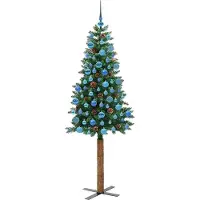 vidaXL Sapin de Noël mince Vert 180 cm PVC et bois de pin massif