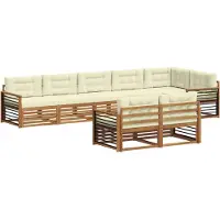 vidaXL Ensemble de canapés d'extérieur avec coussins 8 pièces Nature et Crème