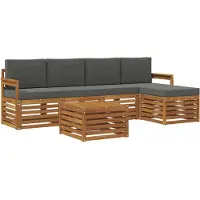 vidaXL Ensemble de canapés d'extérieur avec coussins 6 pièces Nature et Anthracite