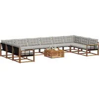 vidaXL Ensemble de canapés d'extérieur avec coussins 11 pièces Naturel et gris clair
