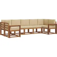 vidaXL Ensemble de canapés d'extérieur avec coussins 7 pièces Nature et Beige