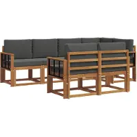 vidaXL Ensemble de canapés d'extérieur avec coussins 7 pièces Nature et Anthracite