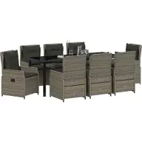 vidaXL Salon de jardin 9 pcs Gris Poly-Rotin