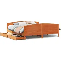 vidaXL Lit en bois massif, sans matelas, en pin brun cireux 180x200