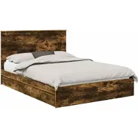 vidaXL Lit de rangement Chêne fumé 135 x 190 cm Bois composite