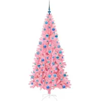 vidaXL Sapin de Noël avec 300 LED avec support Rose 180 cm PVC