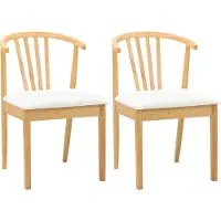 vidaXL Chaise de salle à manger 2 pcs Naturel et blanc Solide bois de caoutchouc