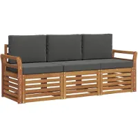 vidaXL Ensemble de canapés , 3 pièces, en bois d'acacia massif, couleur naturelle et anthracite