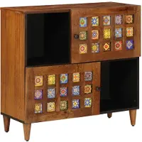 vidaXL Buffet avec rangements, noyer, 80 x 33 x 75 cm, bois massif de manguier