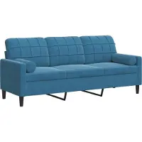 vidaXL Canapé 3 places avec oreillers décoratifs bleu 180 cm velours